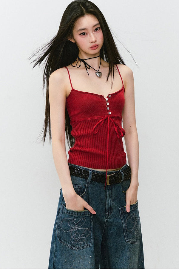 Lyocell Knit Ribbon Camisole