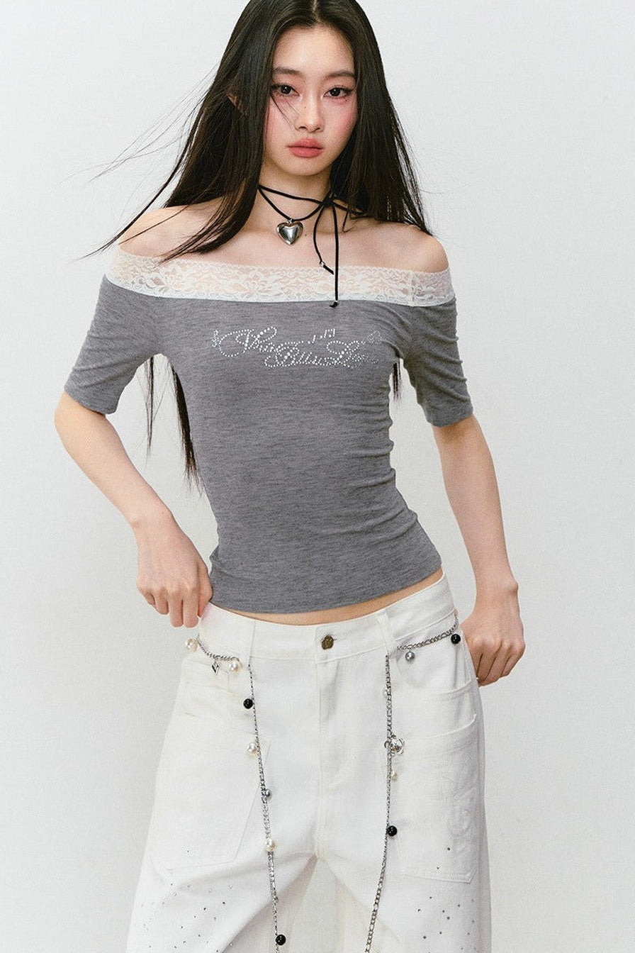 Vintage Rhinestone Wide-Leg Jeans
