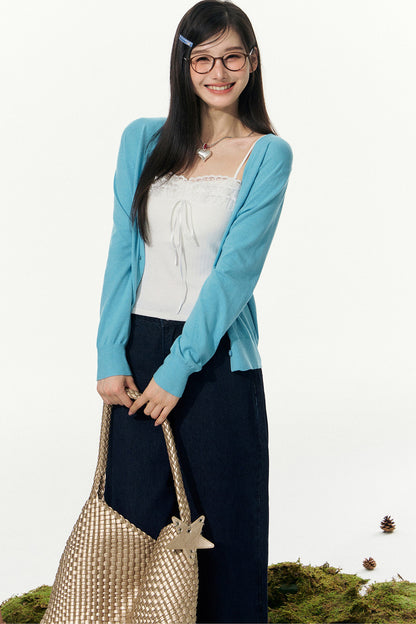 Plaid Wide-Leg Pants and Cardigan Set-Up