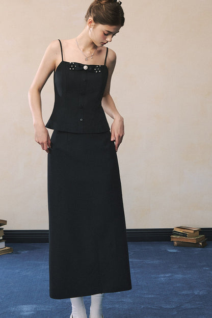 Elegant Black Suit with Waistcoat Blazer Set-Up