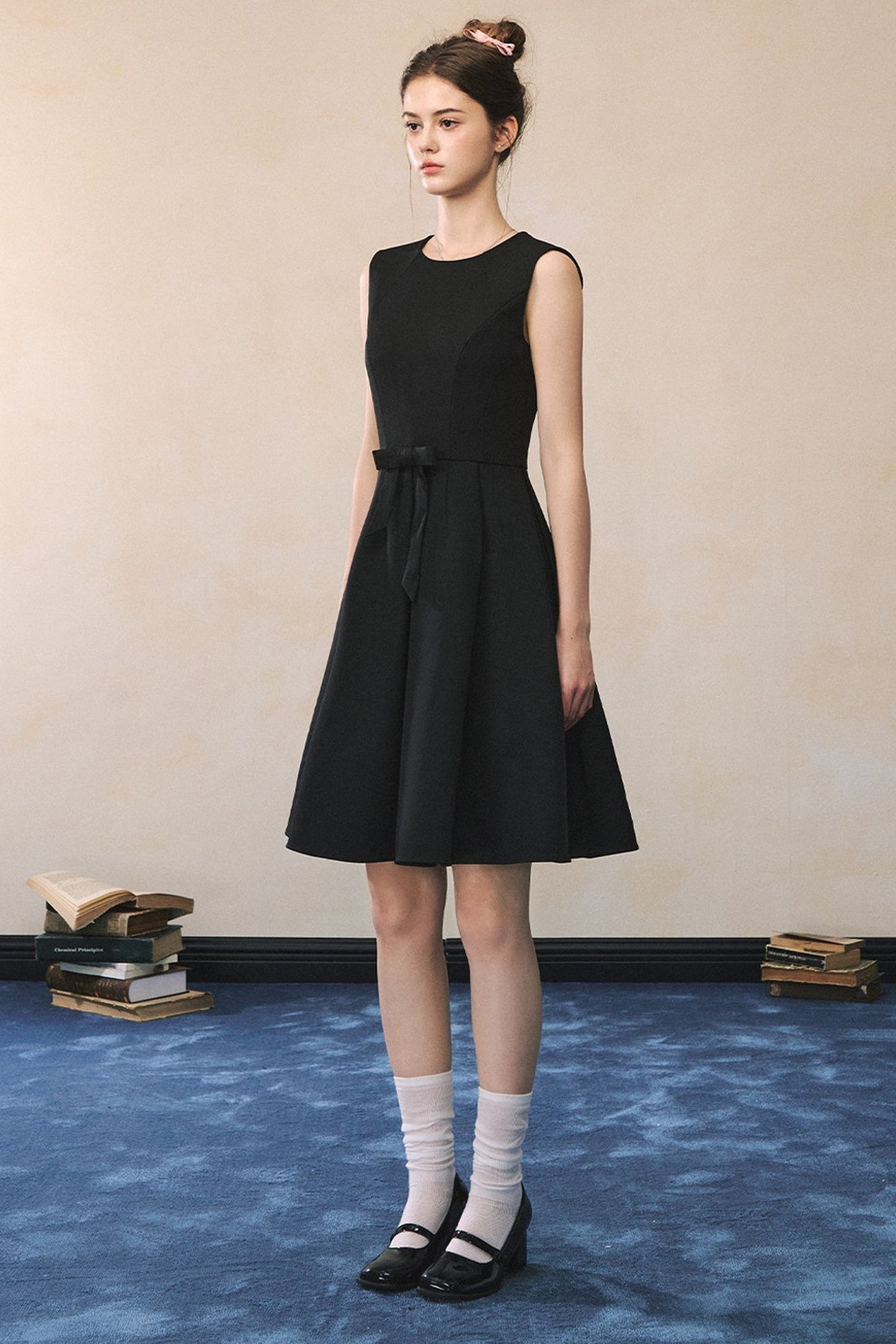 Black Bow A-Line Vest Dress