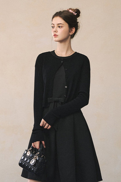 Black Bow A-Line Vest Dress