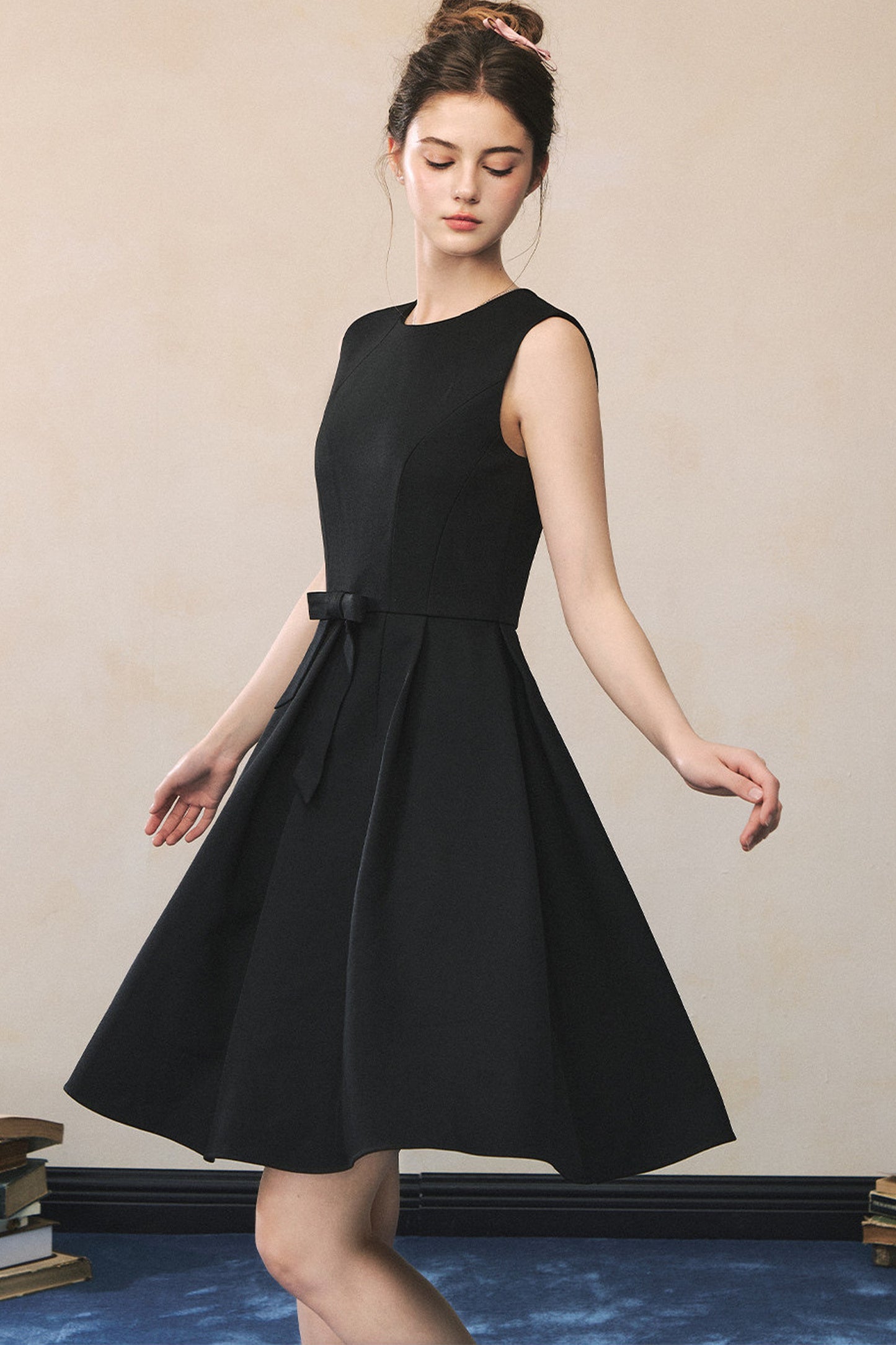 Black Bow A-Line Vest Dress