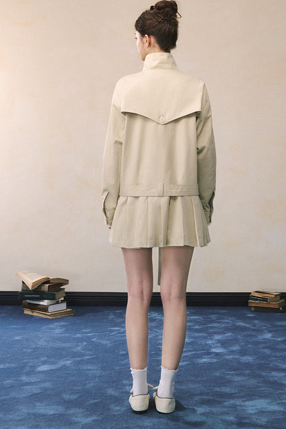 Pleated Hem Tie Waist Jacket