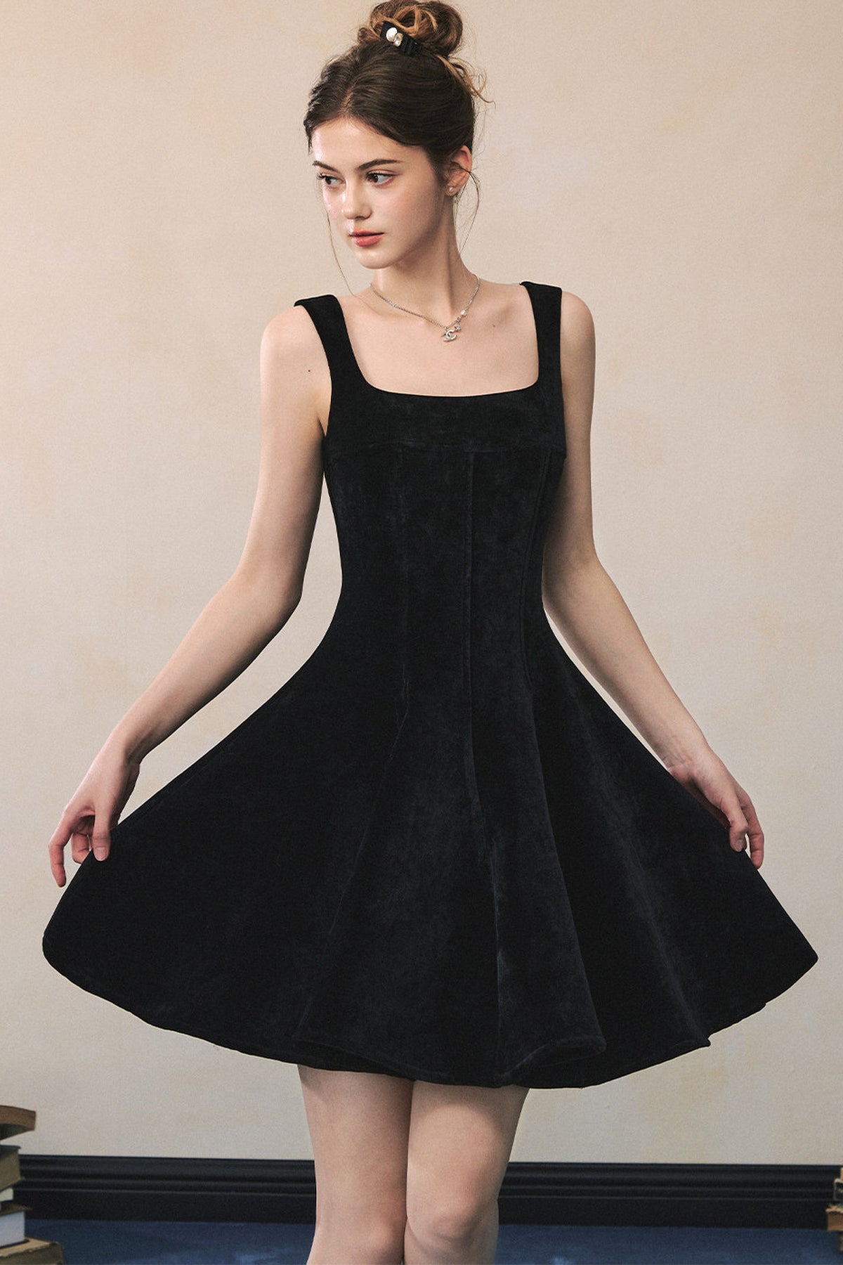 Black Suspender Dress With Jacket Set-Up