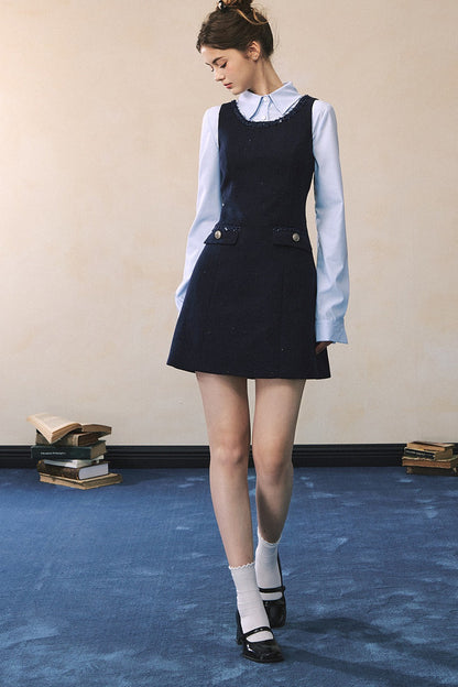 Blue Long-Sleeve Shirt Navy Dress Set-Up