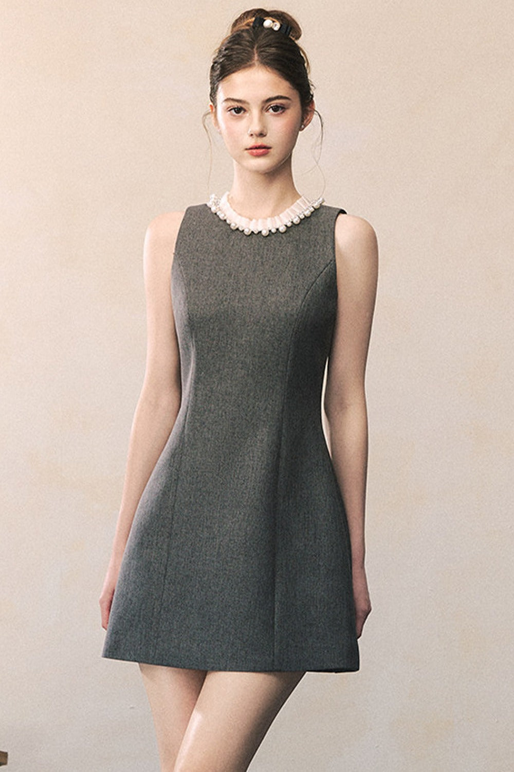 Miu Style Tweed Blazer Sleeveless A-Line Dress Set-Up