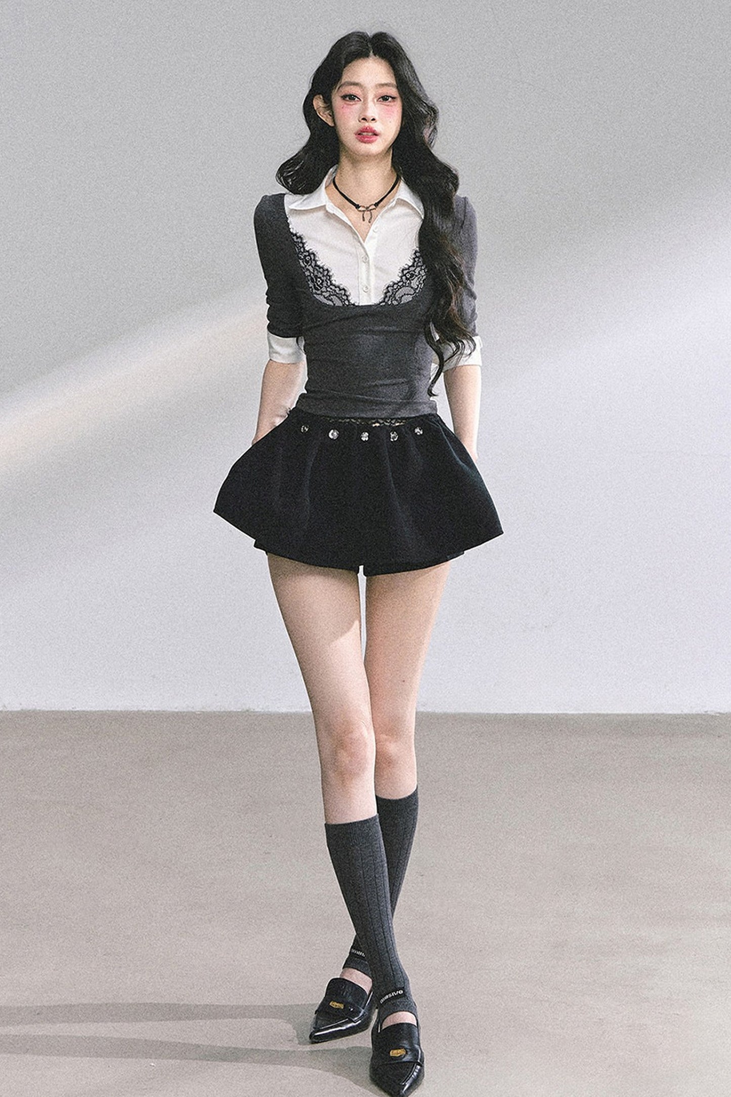 Lace Polo Collar Blouse