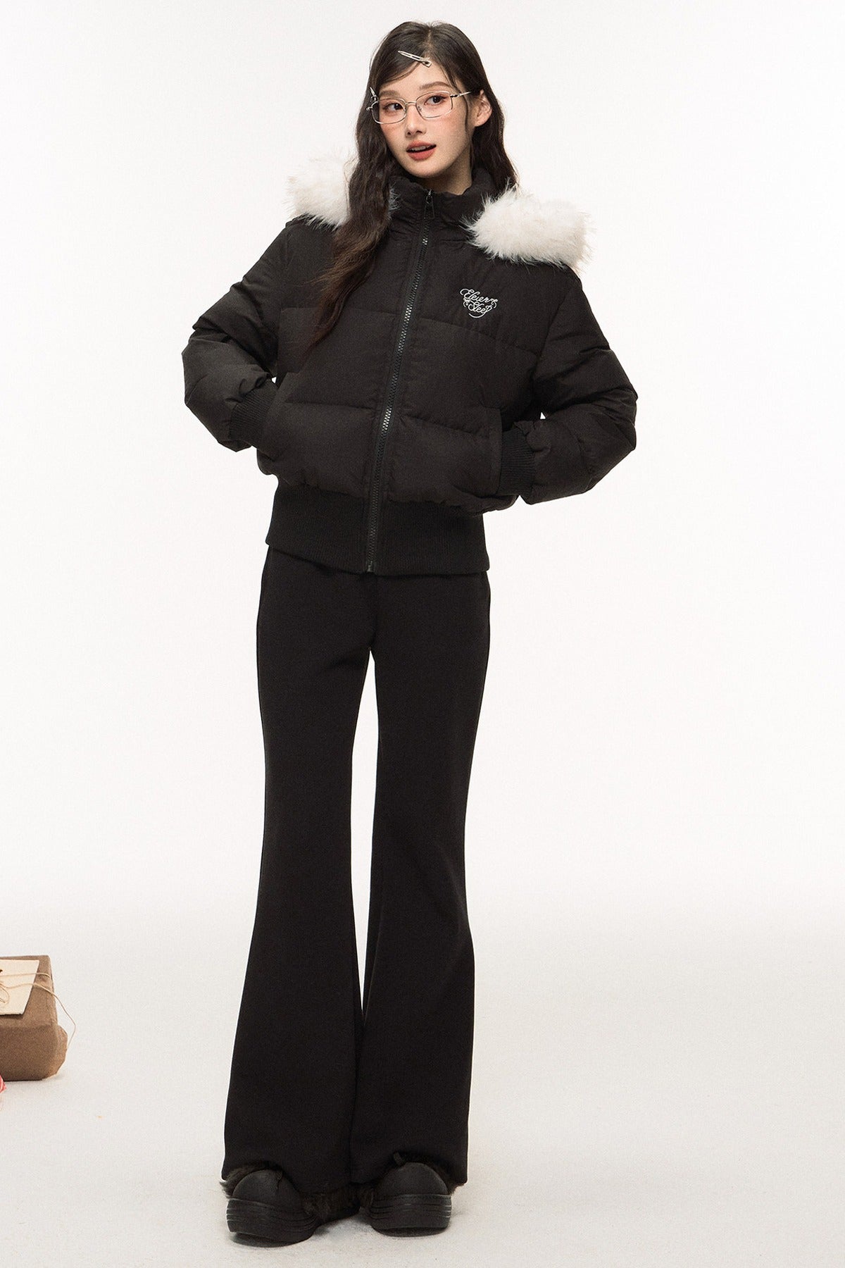White Down Jacket and Pants Set-Up