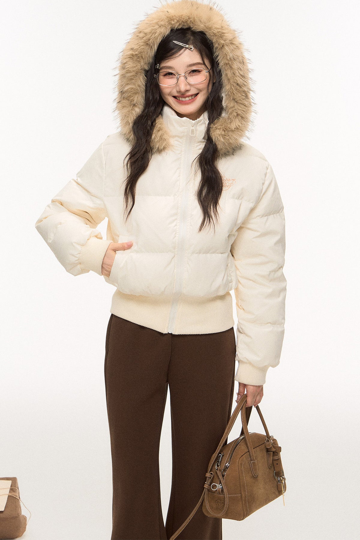 White Down Jacket and Pants Set-Up