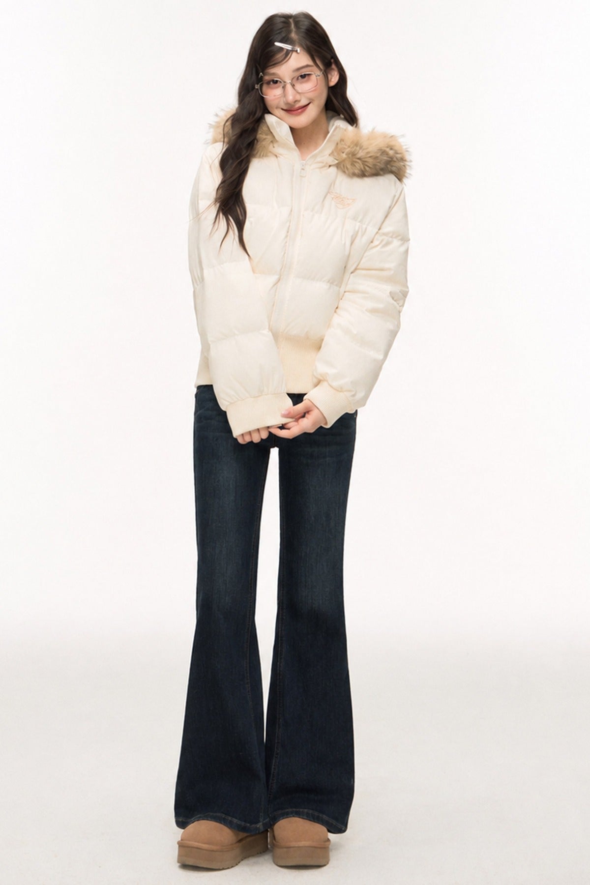 White Down Jacket and Pants Set-Up