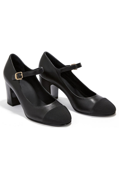 Genuine Leather Chunky Heel Women's Shoes