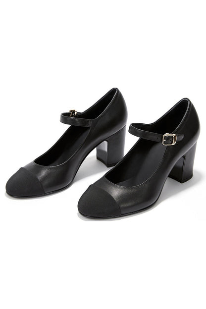 Genuine Leather Chunky Heel Women's Shoes
