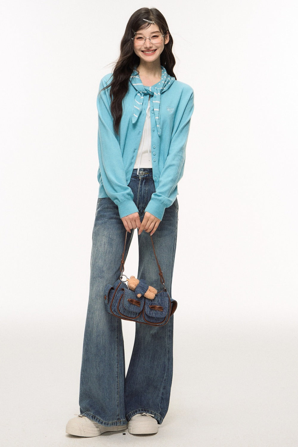 High-End Denim Wide-Leg Pants