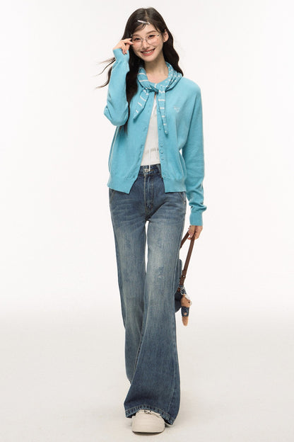 High-End Denim Wide-Leg Pants
