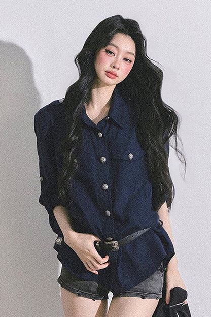 Camicia con collo polo francese