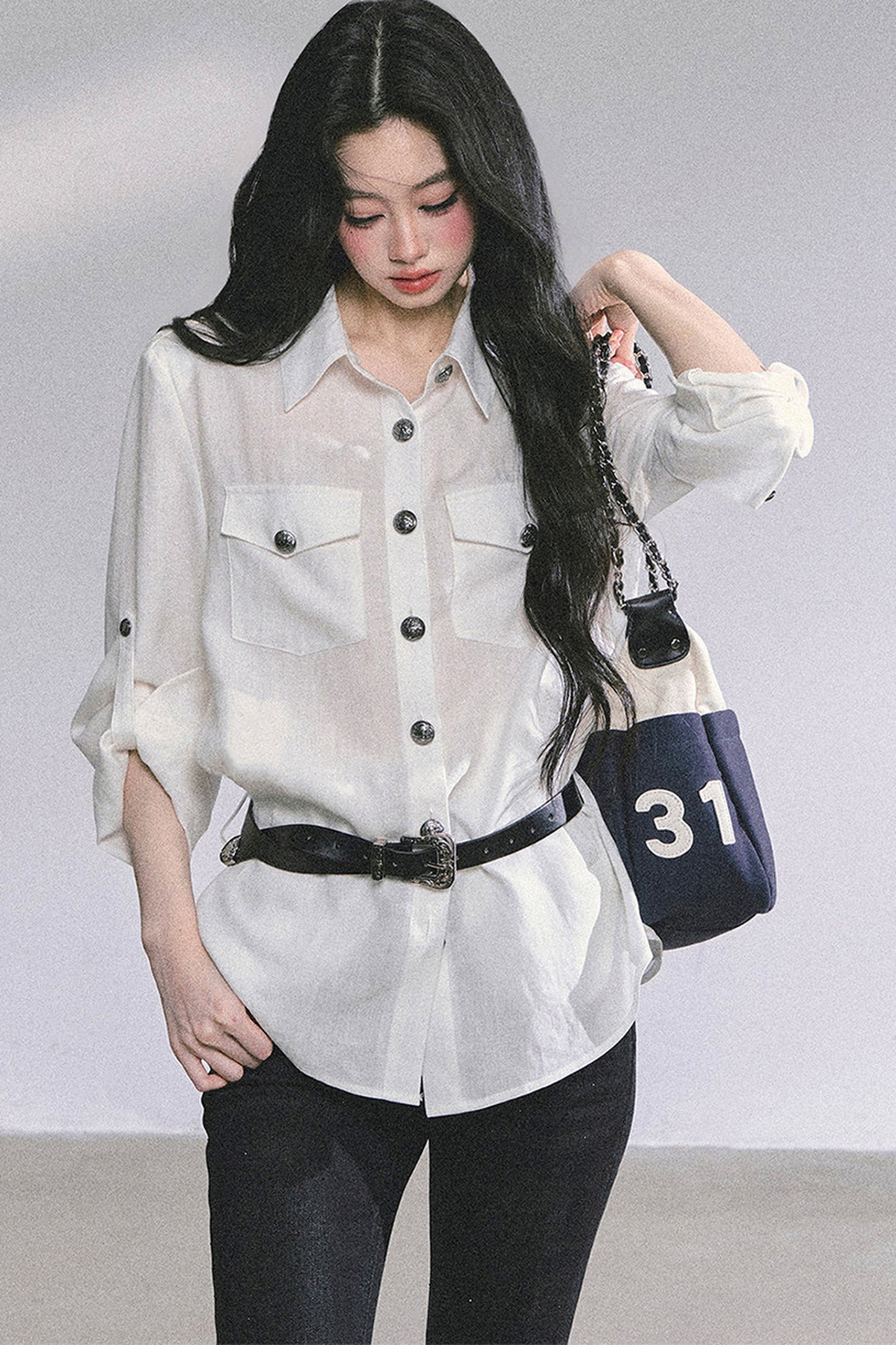 Camicia con collo polo francese