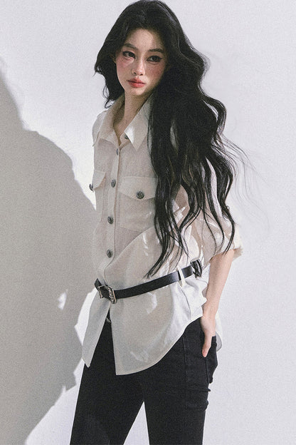 Camicia con collo polo francese