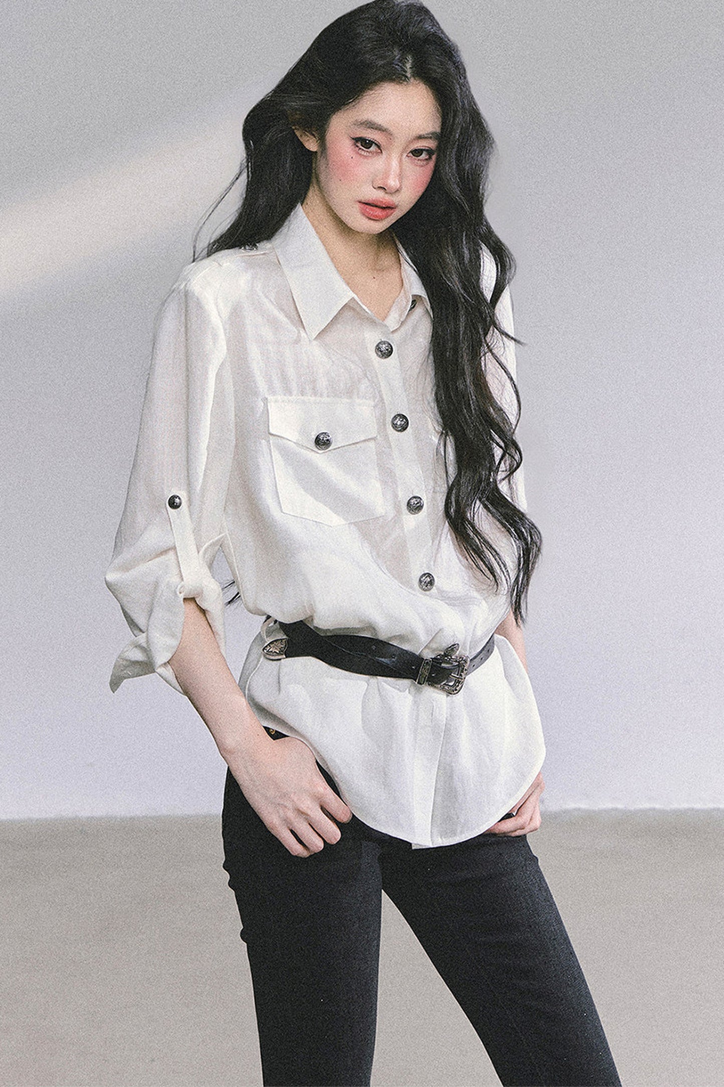 Camicia con collo polo francese