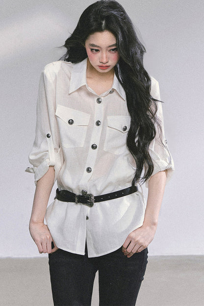 Camicia con collo polo francese