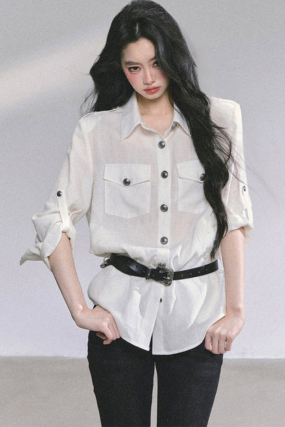 Camicia con collo polo francese