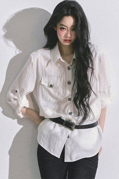 Camicia con collo polo francese