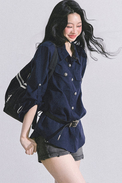 Camicia con collo polo francese