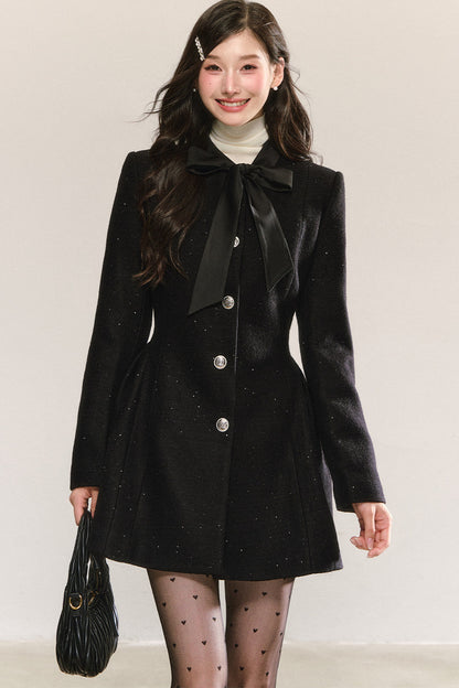 Black Bow-Tie Tweed Dress