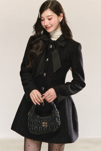 Black Bow-Tie Tweed Dress