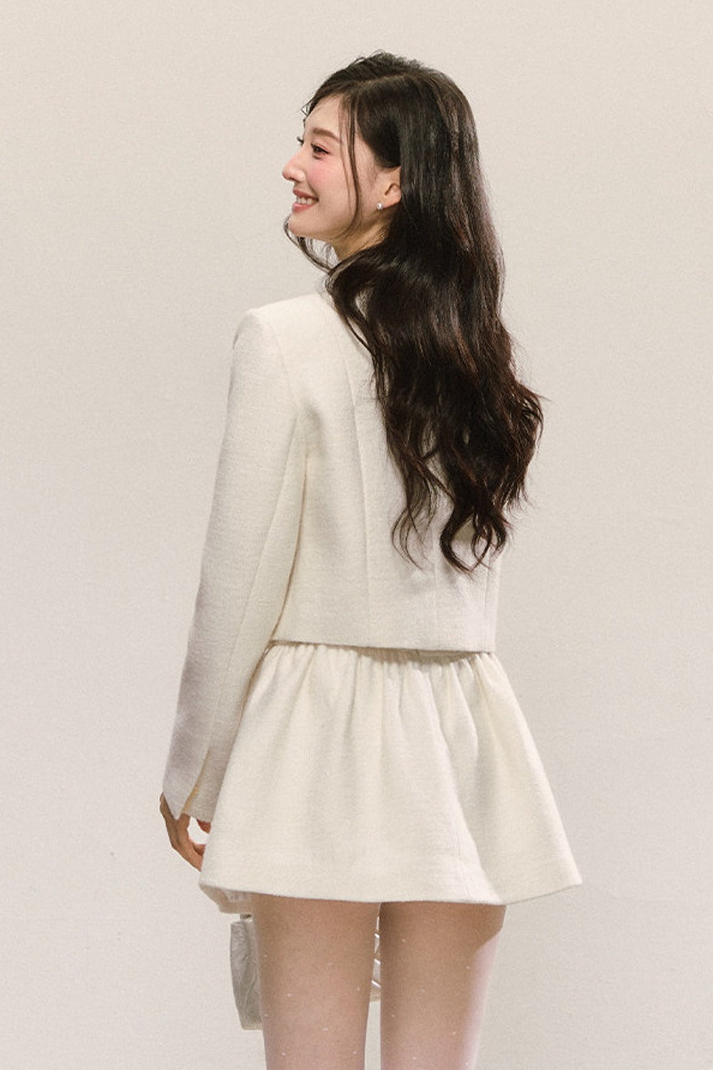 Short Woolen Jacket Pleated Skirt Set-Up
