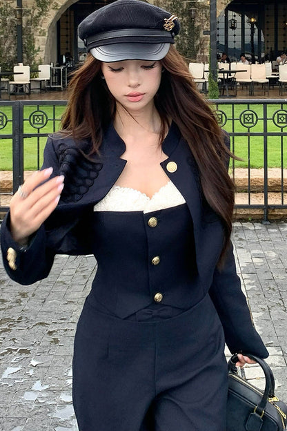 Hand-Embroidered Short Jacket Set-Up