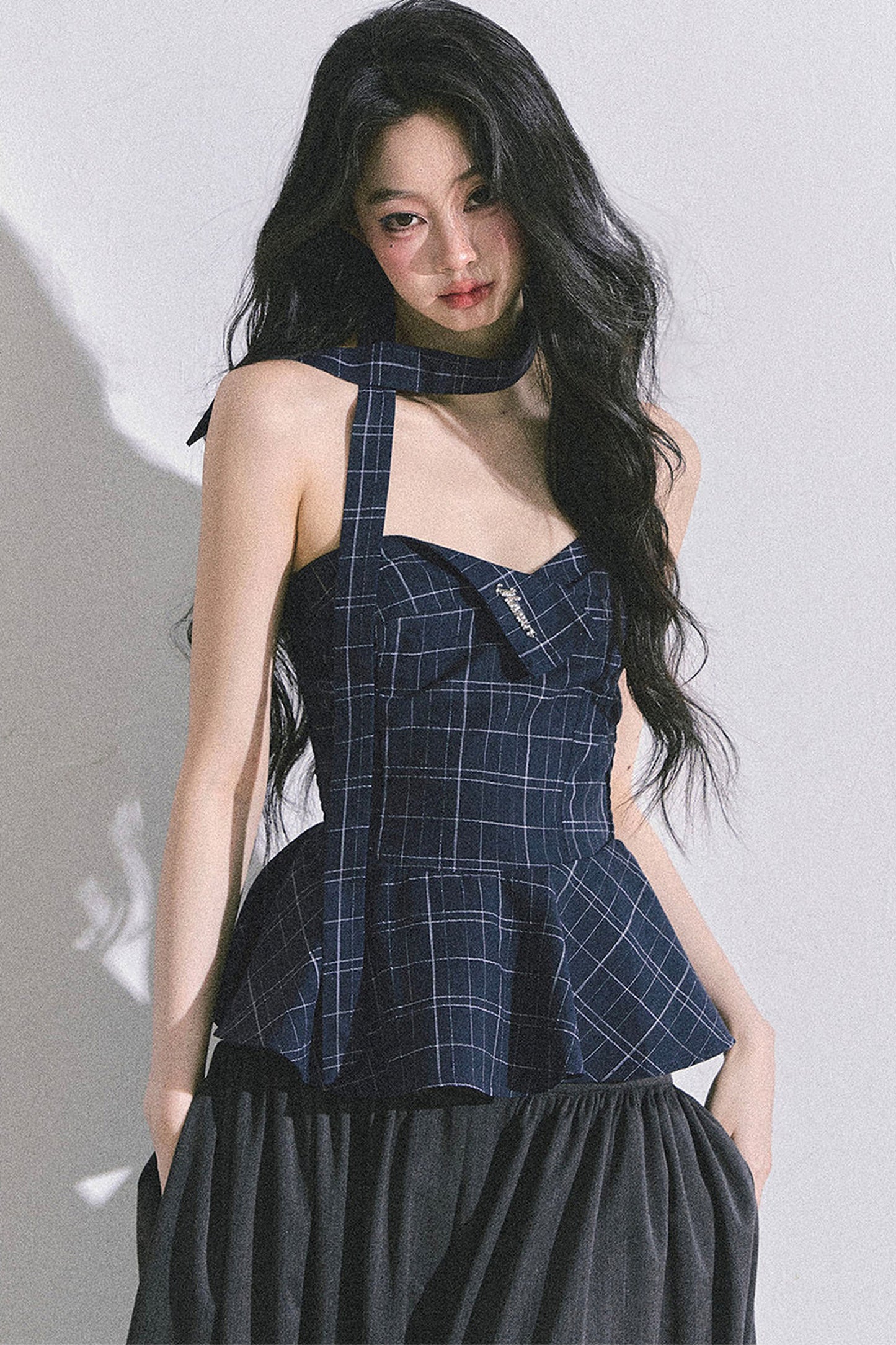 Blues Rhyme Plaid Tube Top
