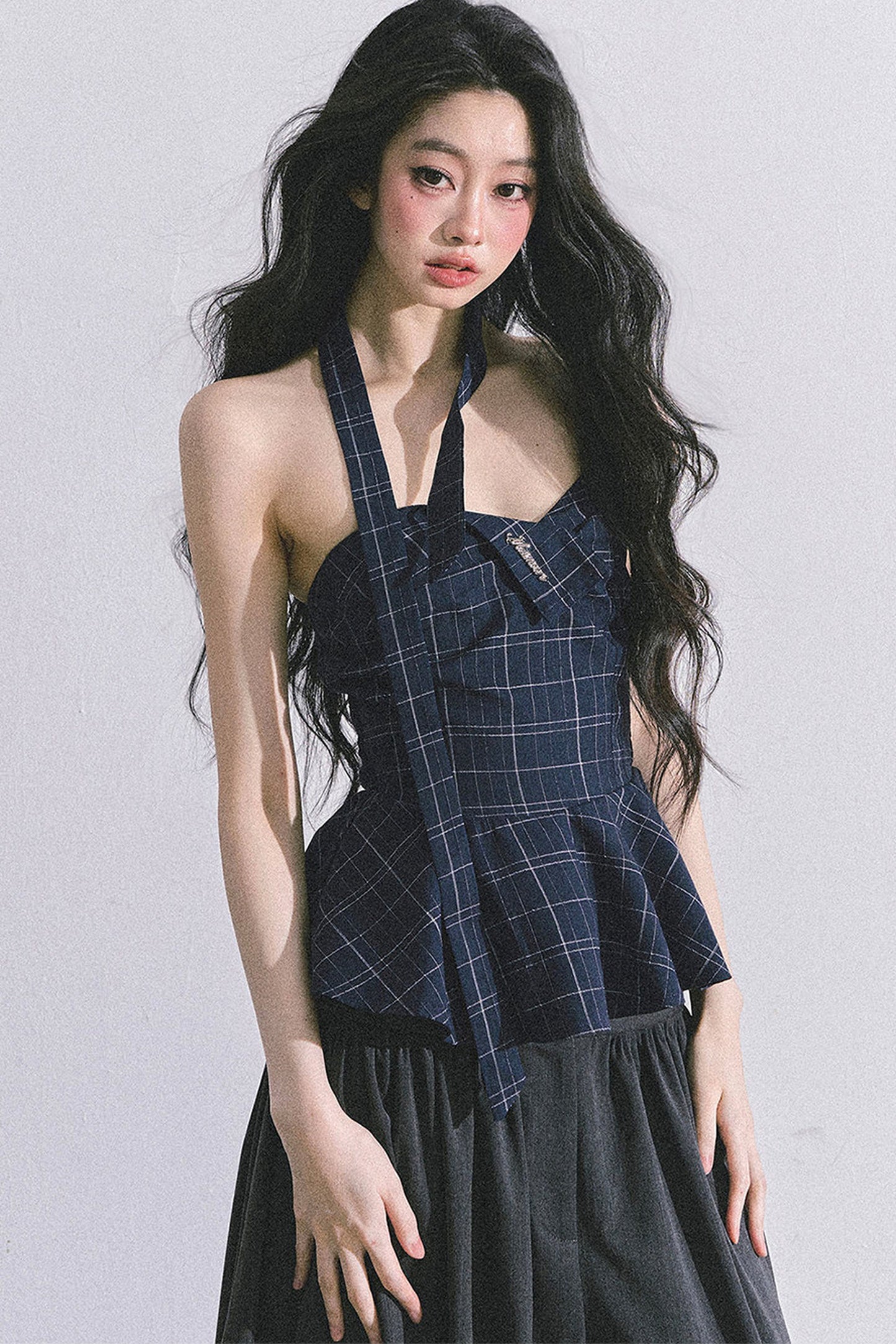 Blues Rhyme Plaid Tube Top