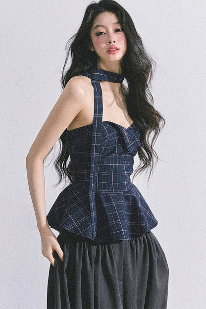 Blues Rhyme Plaid Tube Top