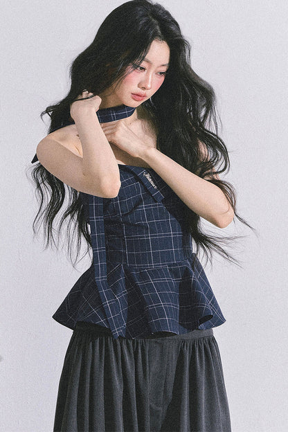 Blues Rhyme Plaid Tube Top