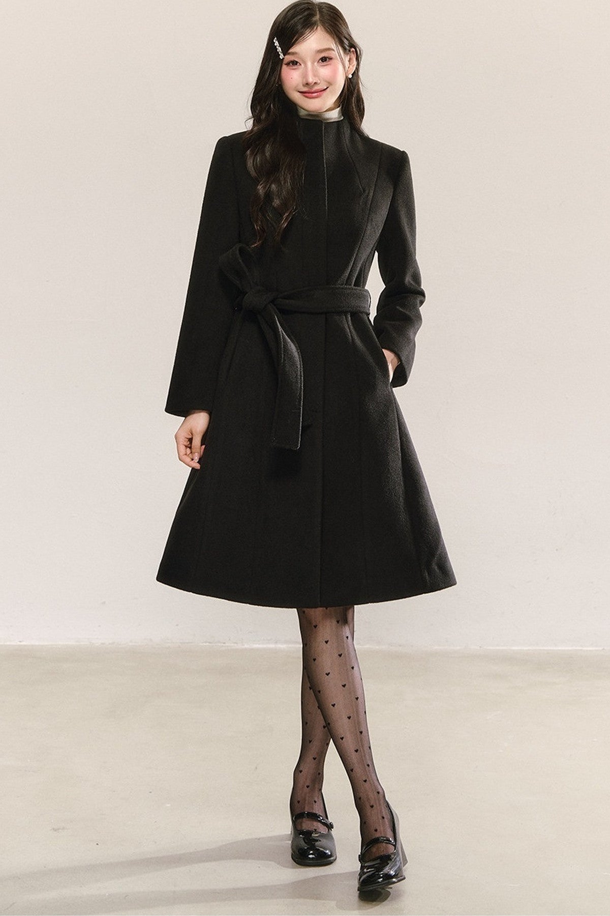 Belted Mid-Length Wool Jacket