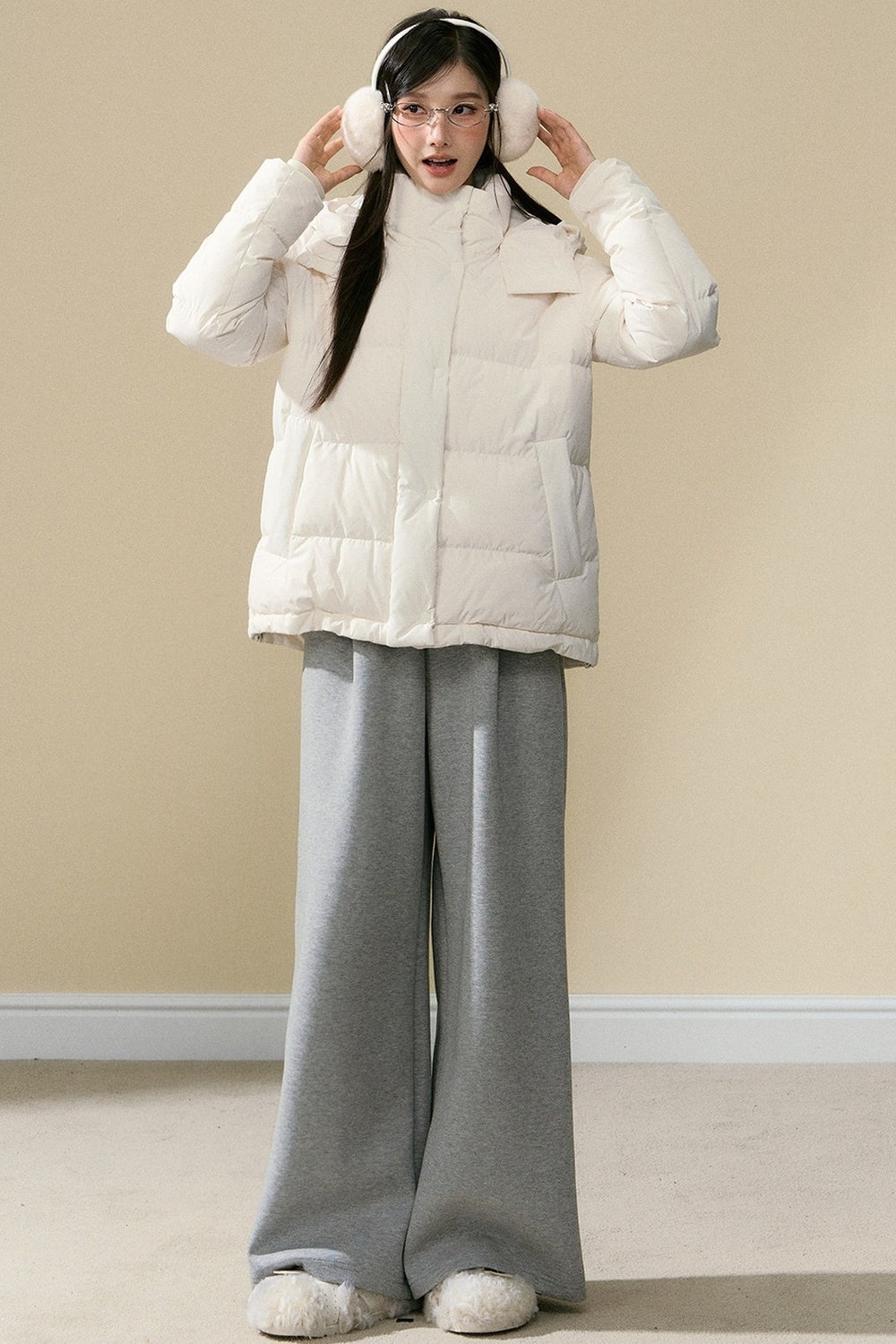 Loose Fit Hooded Duck Down Jacket