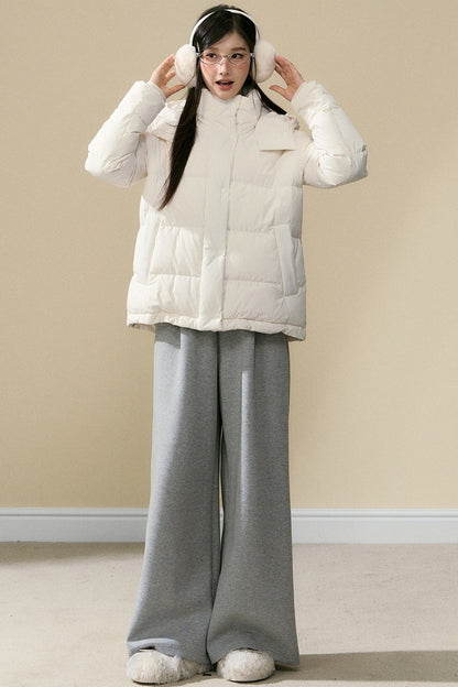 Loose Fit Hooded Duck Down Jacket