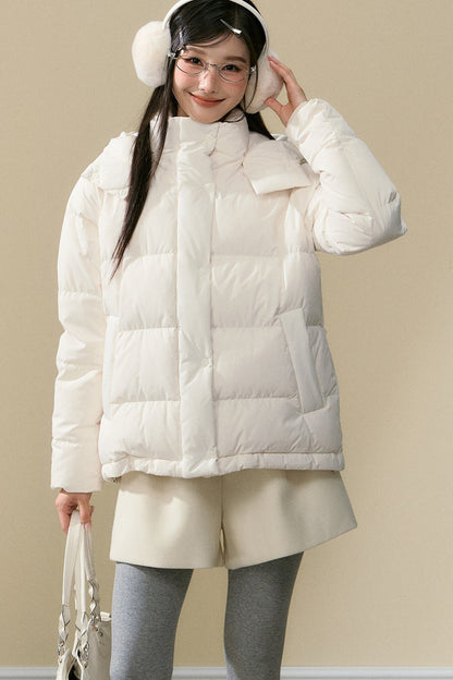 Loose Fit Hooded Duck Down Jacket