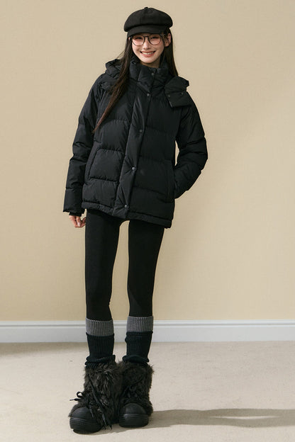 Loose Fit Hooded Duck Down Jacket