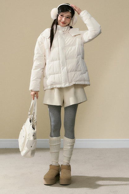 Loose Fit Hooded Duck Down Jacket