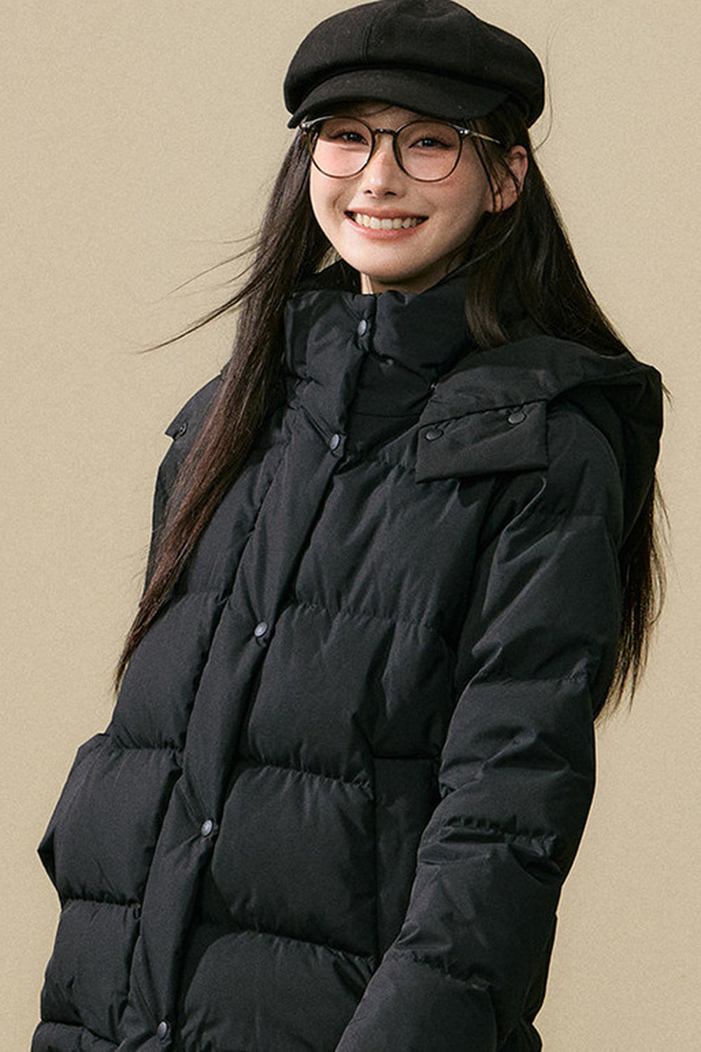 Loose Fit Hooded Duck Down Jacket