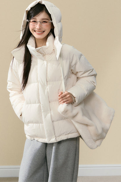 Loose Fit Hooded Duck Down Jacket