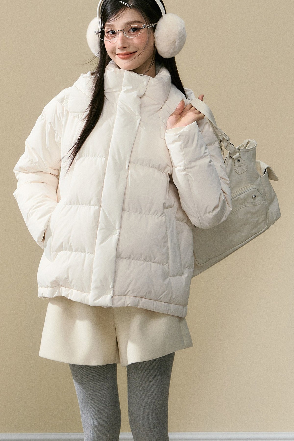 Loose Fit Hooded Duck Down Jacket