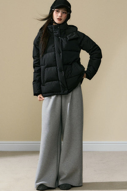 Loose Fit Hooded Duck Down Jacket