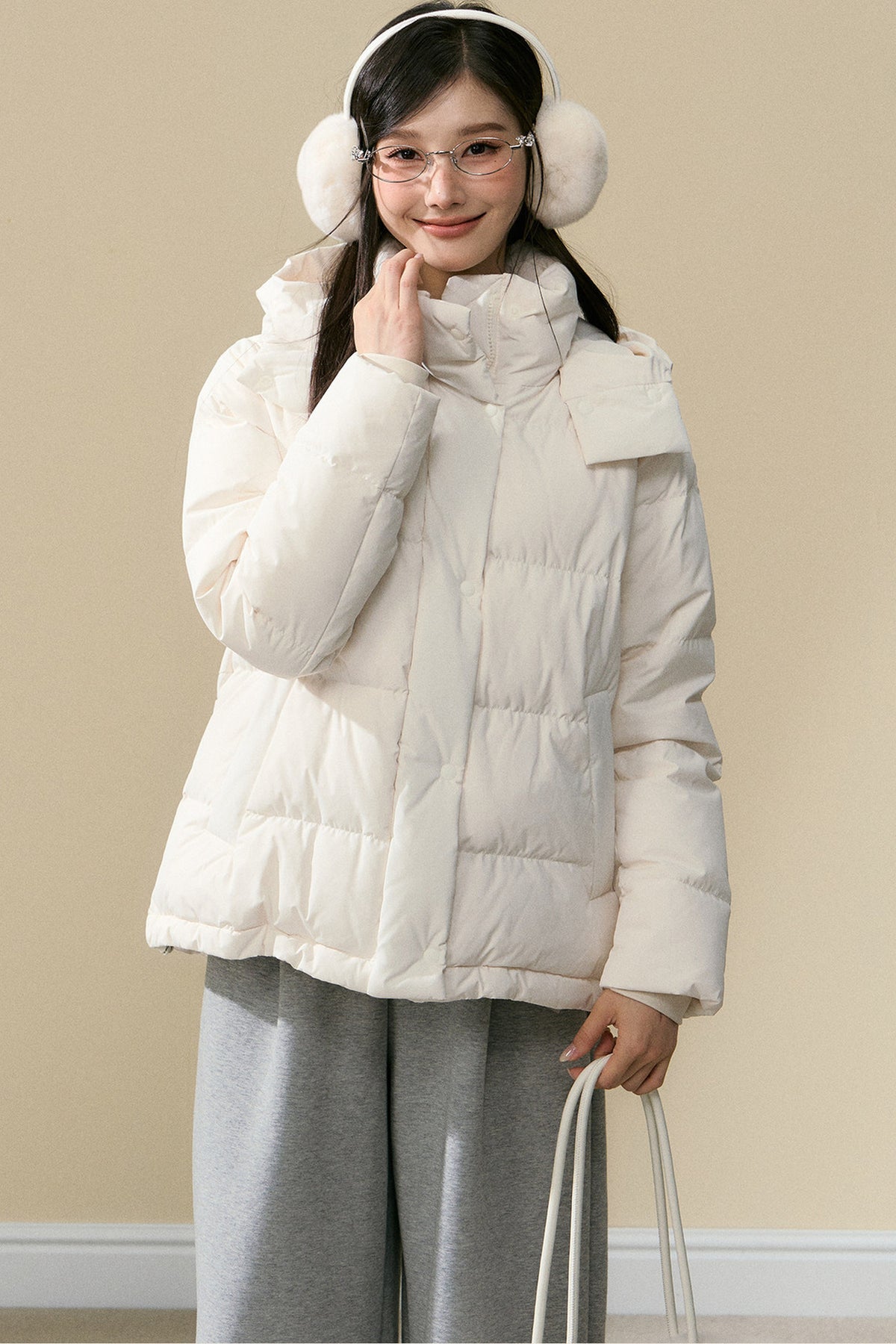 Loose Fit Hooded Duck Down Jacket