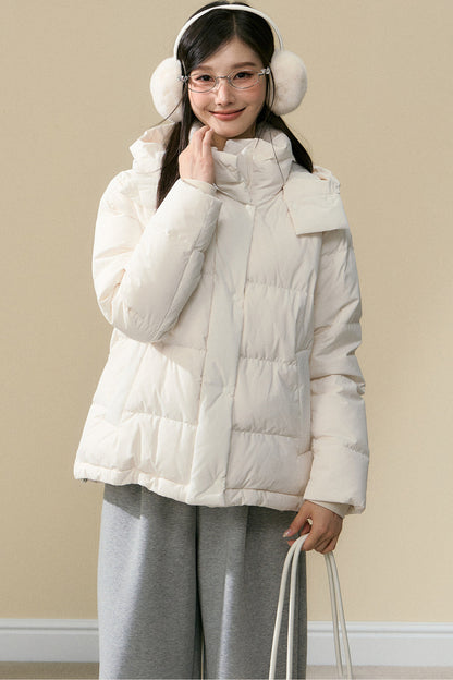 Loose Fit Hooded Duck Down Jacket