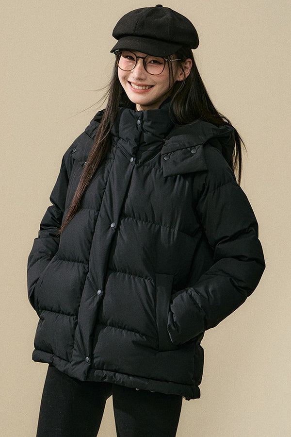 Loose Fit Hooded Duck Down Jacket