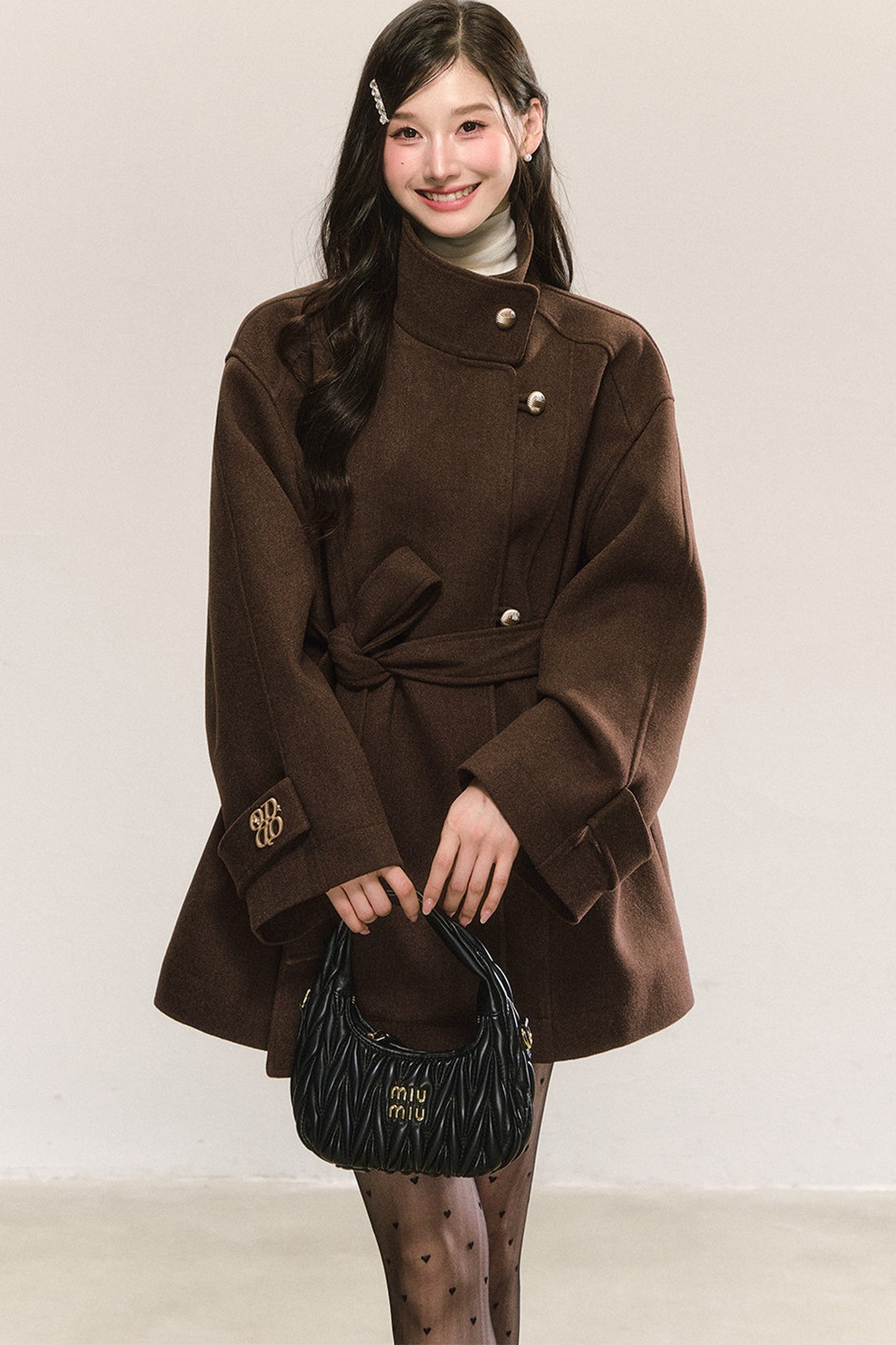 Retro Woolen Stand-Collar Coat
