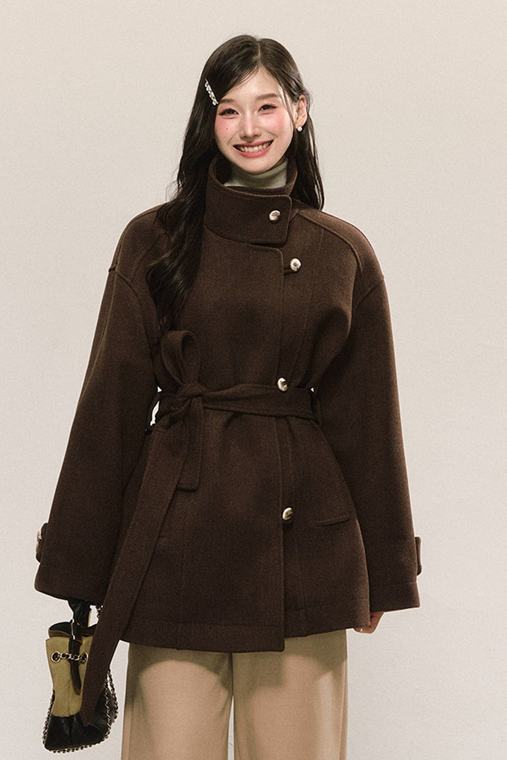 Retro Woolen Stand-Collar Coat